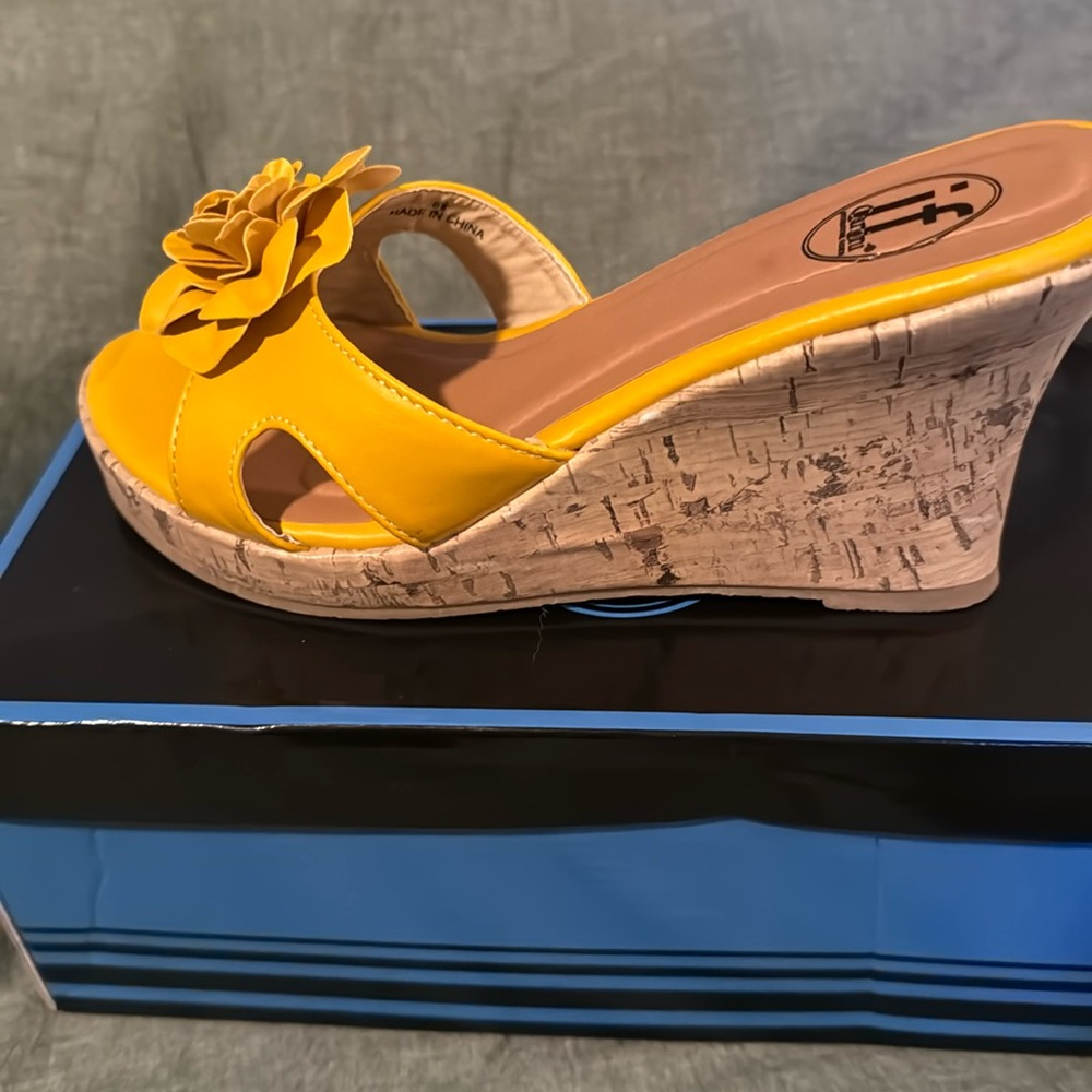Ladies mustard color sandal.